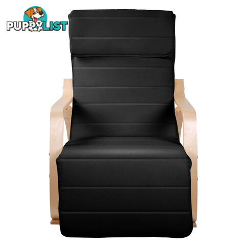 Birch Plywood Adjustable Rocking Lounge Arm Chair w/ Fabric Cushion Black