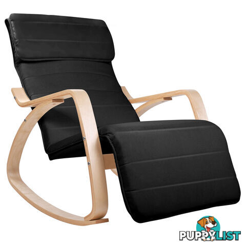 Birch Plywood Adjustable Rocking Lounge Arm Chair w/ Fabric Cushion Black