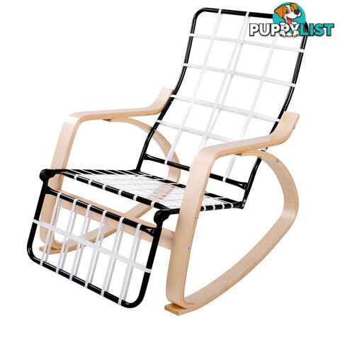 Birch Plywood Adjustable Rocking Lounge Arm Chair w/ Fabric Cushion Black