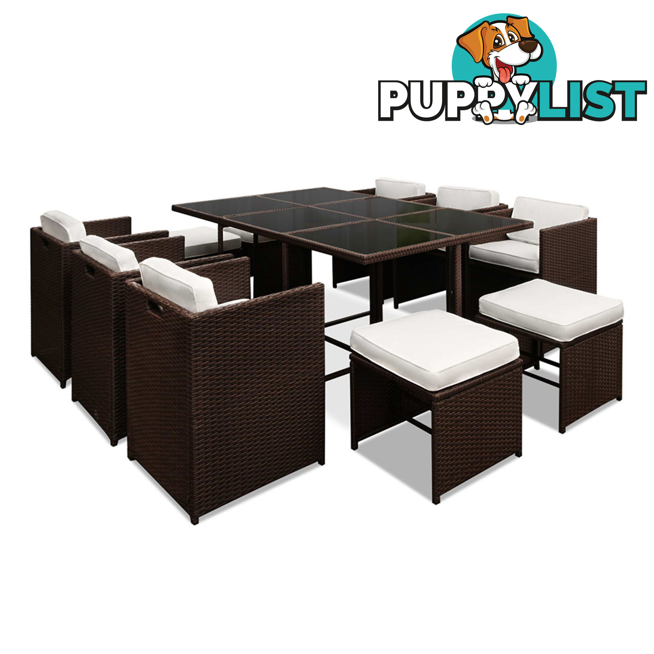 Capetown Dining 10 Seater Set _ Brown & White