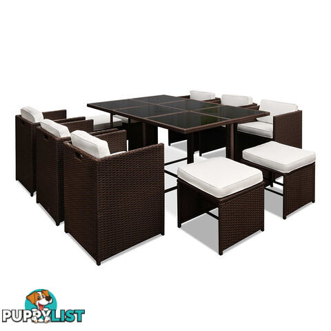 Capetown Dining 10 Seater Set _ Brown & White