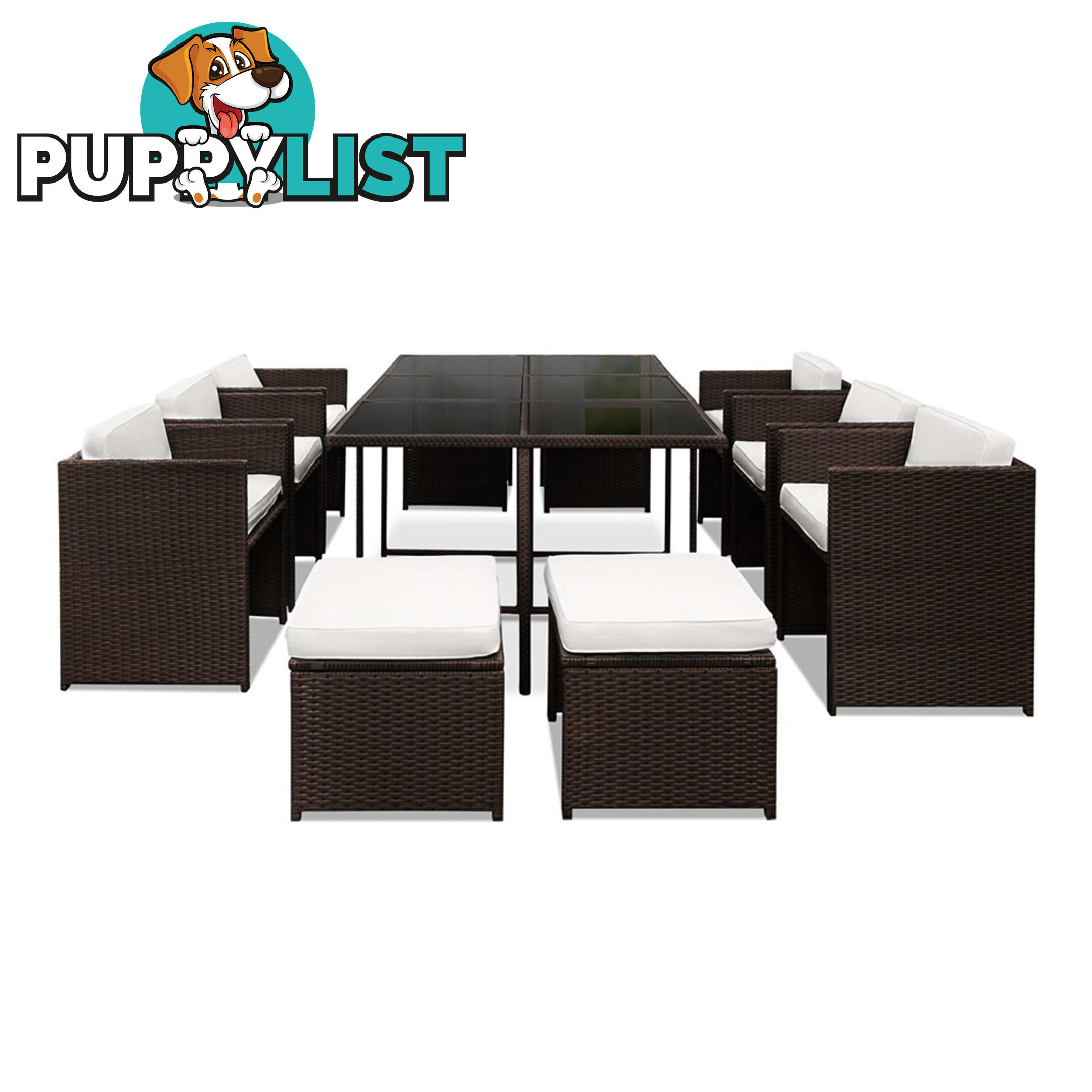 Capetown Dining 10 Seater Set _ Brown & White