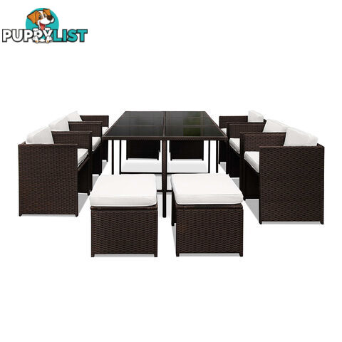 Capetown Dining 10 Seater Set _ Brown & White