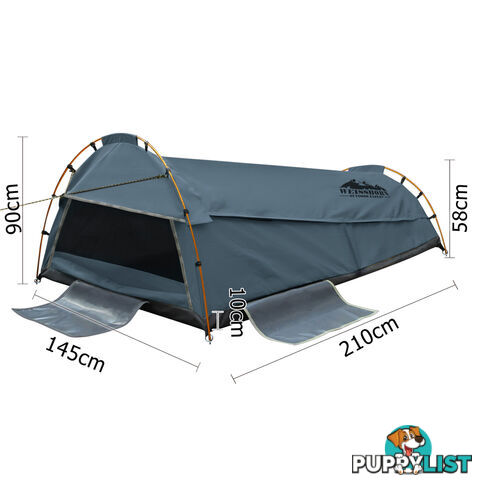 Double Canvas Camping Swag Tent Navy w/ Air Pillow