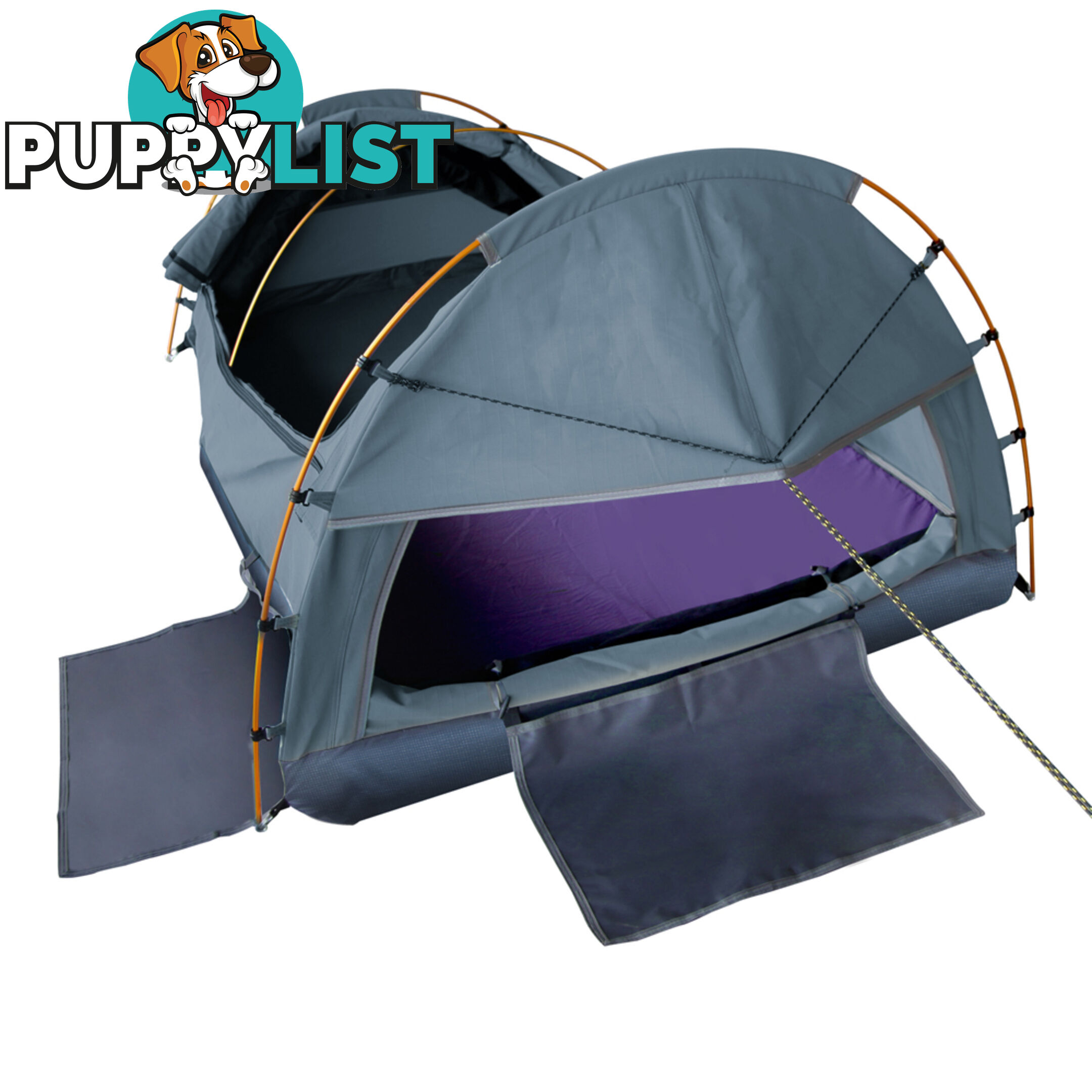 Double Canvas Camping Swag Tent Navy w/ Air Pillow