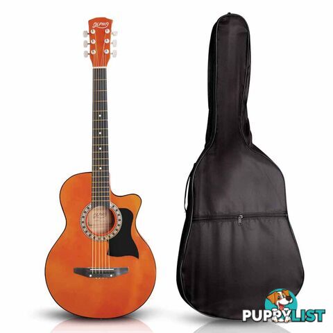 Wooden Acoustic Guitar Steel String Folk Classic Cutaway 38&#34; Inch Carry Bag