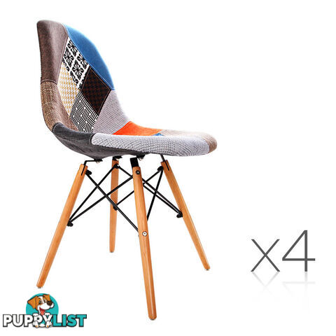 4 x Replica Eames Eiffel DSW Dining Chair Retro Beech Fabric Cafe Kitchen Home