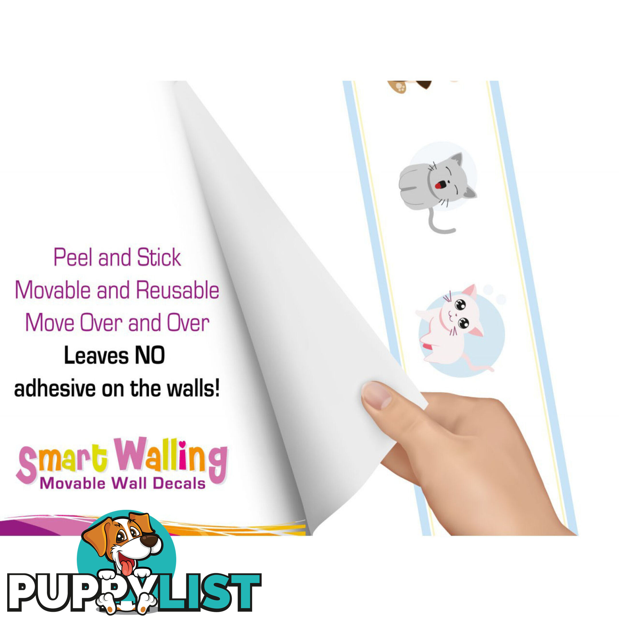 Cute Kittens Wall Border Wall Stickers - Totally Movable