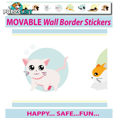 Cute Kittens Wall Border Wall Stickers - Totally Movable