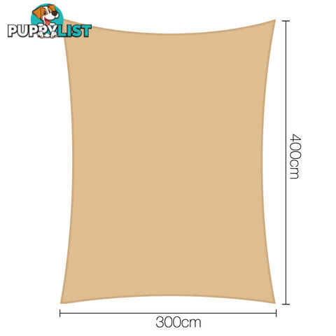 Rectangle Heavy Duty Shade Sail Cloth Sun Canopy Shadecloth 3 x 4m Sand 185g/m2