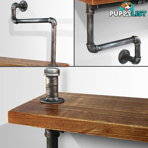 Rustic Industrial DIY Floating Pipe Shelf Vintage Storage