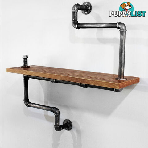 Rustic Industrial DIY Floating Pipe Shelf Vintage Storage