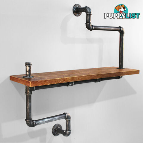 Rustic Industrial DIY Floating Pipe Shelf Vintage Storage