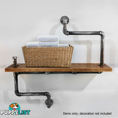 Rustic Industrial DIY Floating Pipe Shelf Vintage Storage