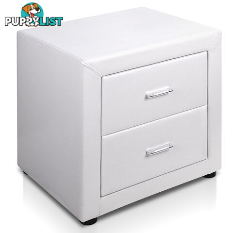 Deluxe White PU Leather 2 Drawers Cabinet