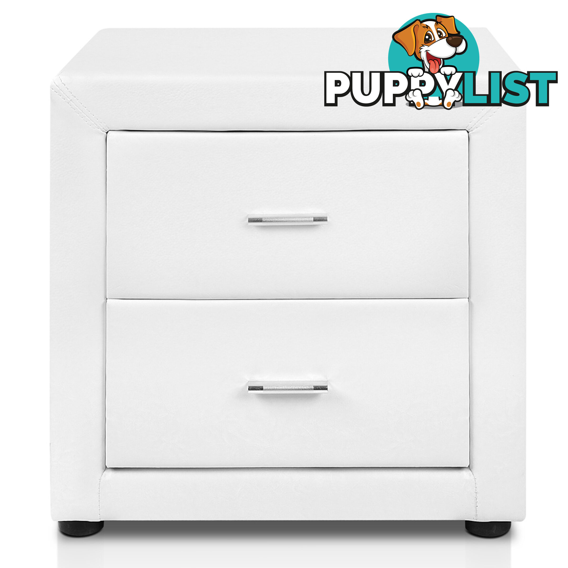 Deluxe White PU Leather 2 Drawers Cabinet