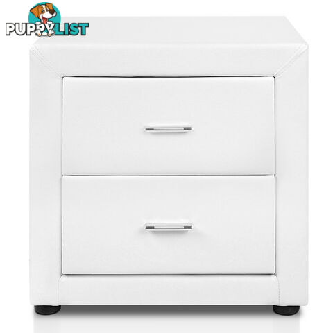 Deluxe White PU Leather 2 Drawers Cabinet