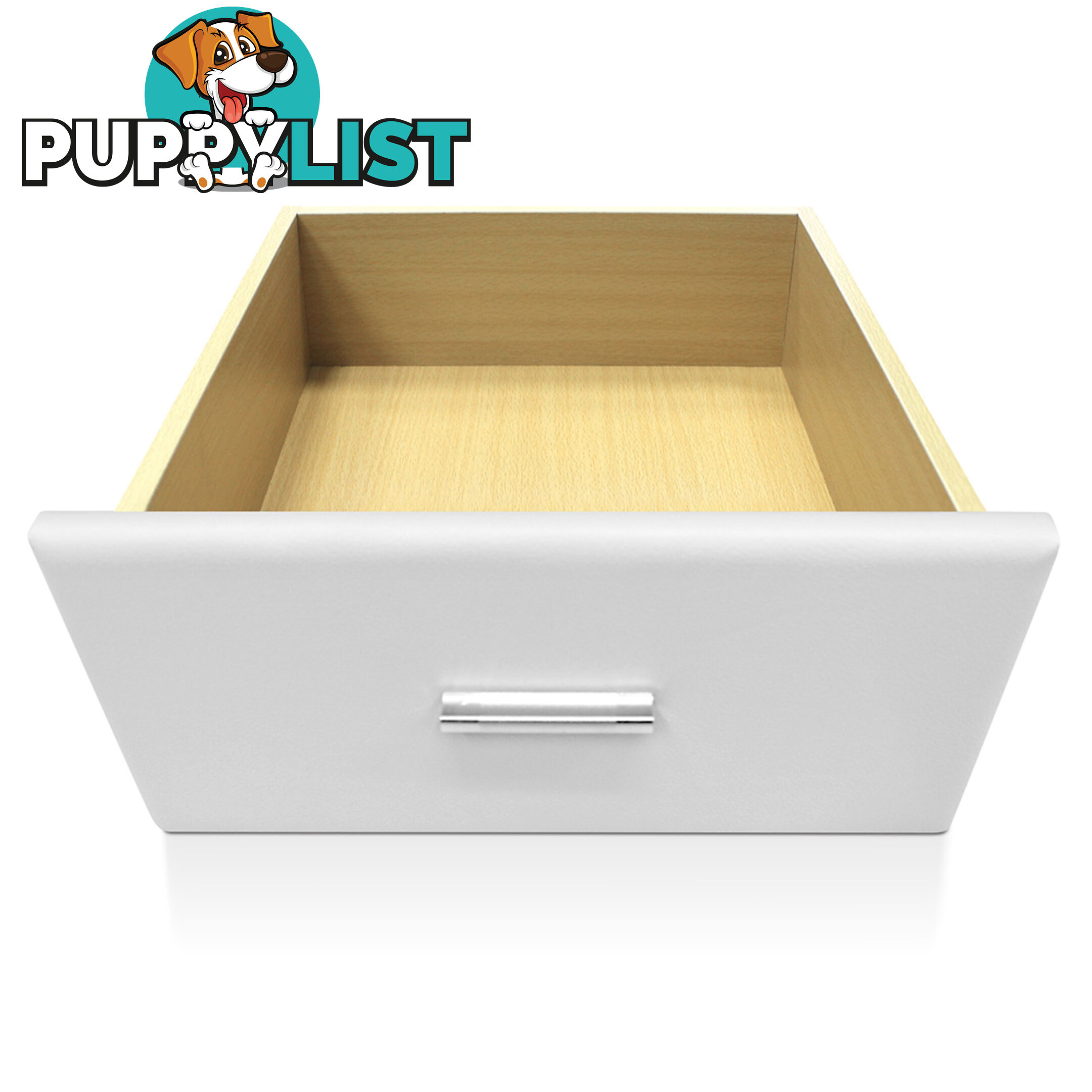 Deluxe White PU Leather 2 Drawers Cabinet