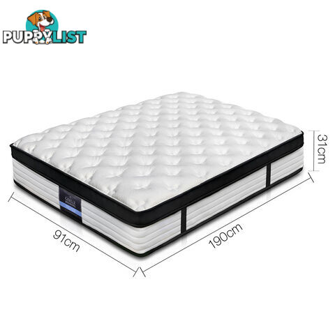 Single Size Euro Top Mattress High Density Foam 5 Zoned Pocket Spring