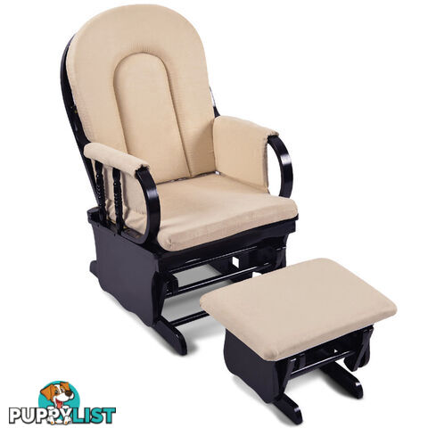 Baby Breast Feeding Rocking Sliding Glider Nursing Chair Ottoman Black Beige