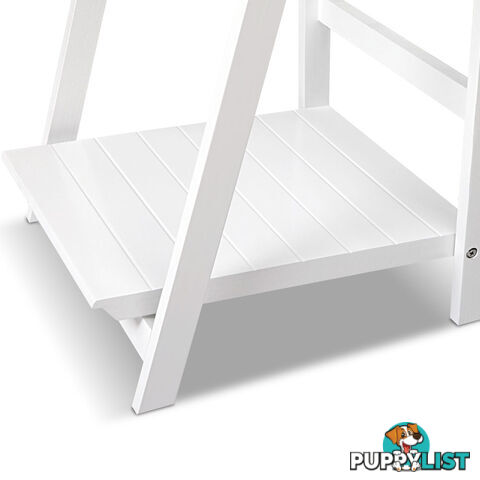 Wooden Ladder Book Shelves Display Shelving Storage 3Shelf Tier Stand Rack White