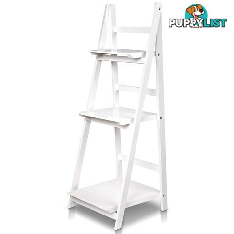 Wooden Ladder Book Shelves Display Shelving Storage 3Shelf Tier Stand Rack White