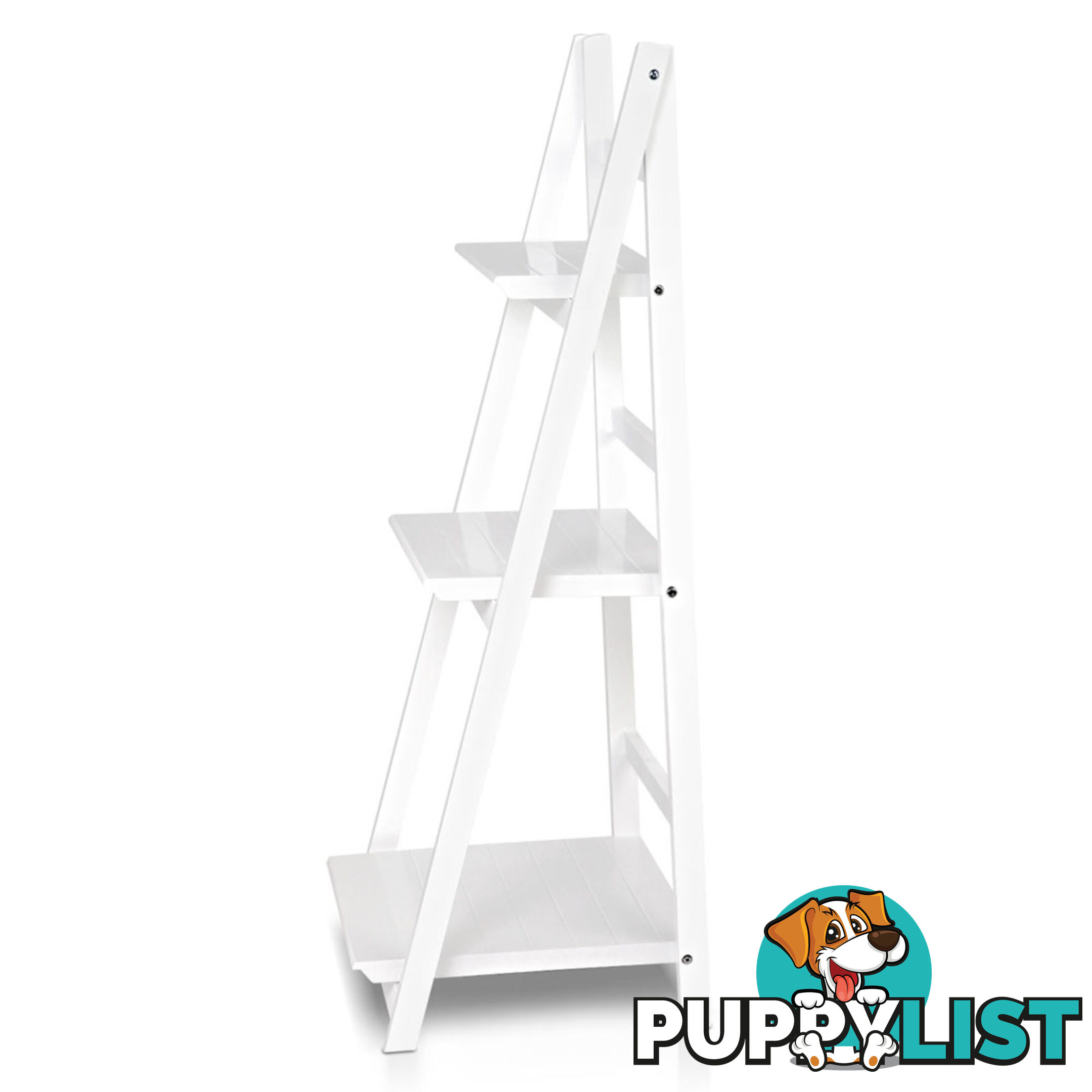 Wooden Ladder Book Shelves Display Shelving Storage 3Shelf Tier Stand Rack White