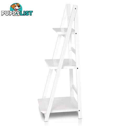 Wooden Ladder Book Shelves Display Shelving Storage 3Shelf Tier Stand Rack White