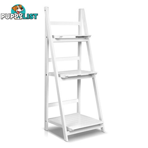 Wooden Ladder Book Shelves Display Shelving Storage 3Shelf Tier Stand Rack White