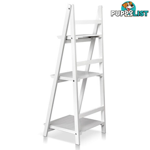 Wooden Ladder Book Shelves Display Shelving Storage 3Shelf Tier Stand Rack White