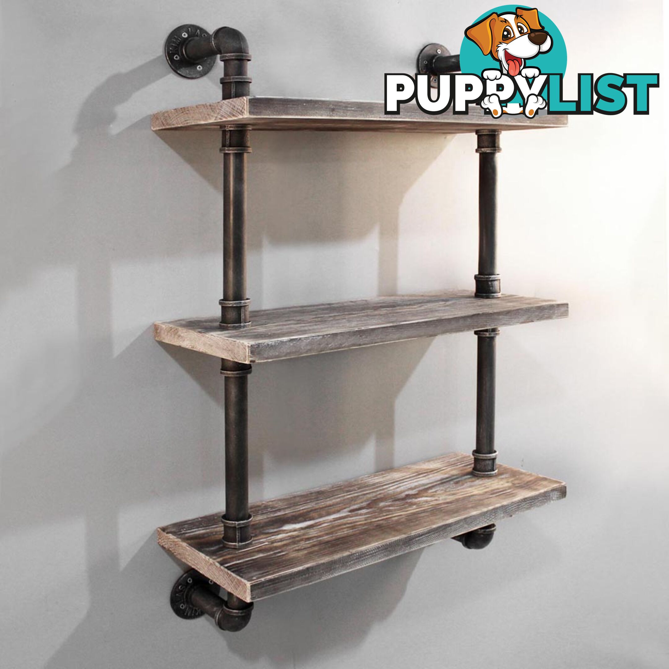 Rustic Industrial DIY Pipe Shelf Storage Vintage Wooden Floating Bookshelf Wall