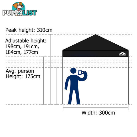 3X3 Pop Up Gazebo - Black