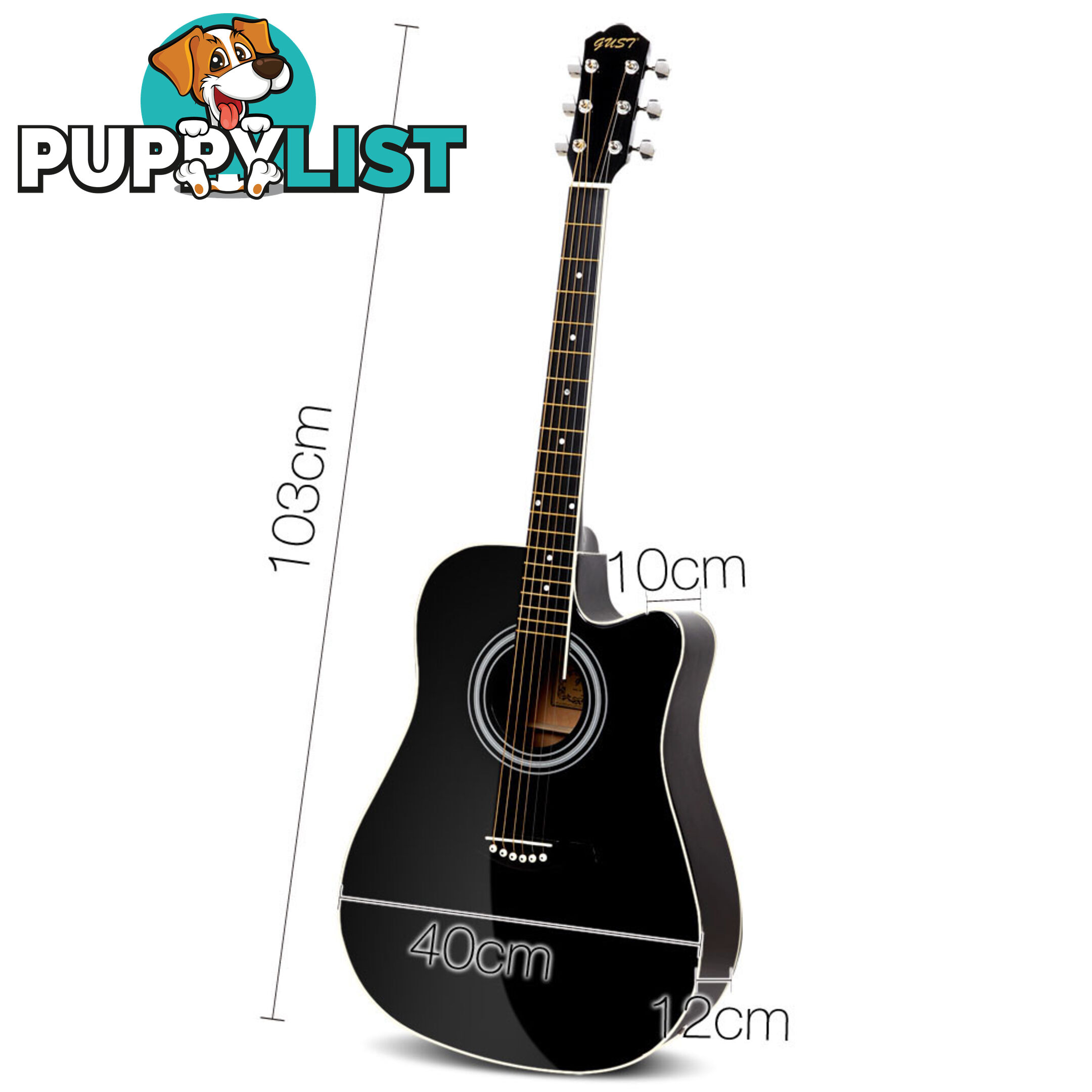 41in 5- Band EQ Electric Acoustic Guitar Full Size Black