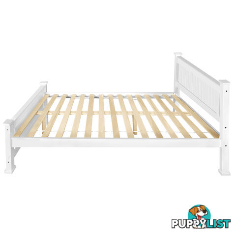 Wooden Bed Frame Pine Wood Double White