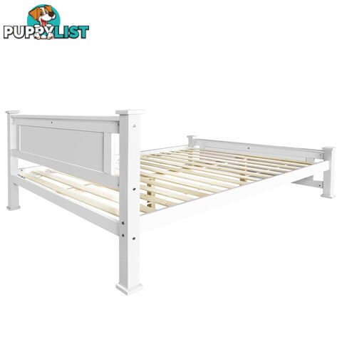 Wooden Bed Frame Pine Wood Double White