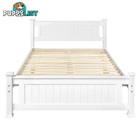 Wooden Bed Frame Pine Wood Double White