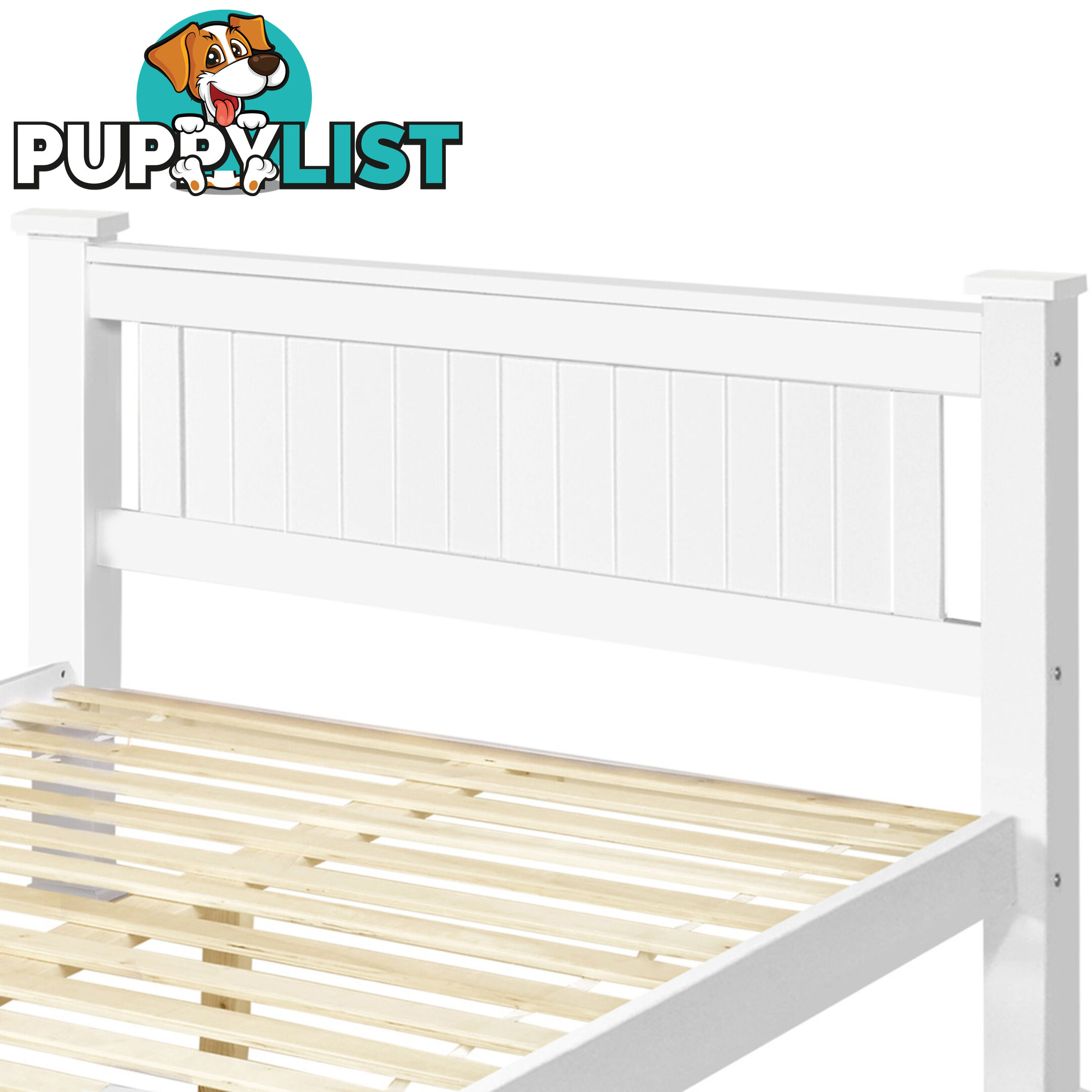 Wooden Bed Frame Pine Wood Double White