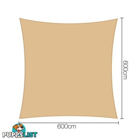 Square Heavy Duty Shade Sail Cloth Sun Canopy Shadecloth 6 x 6m Sand 185g/m2