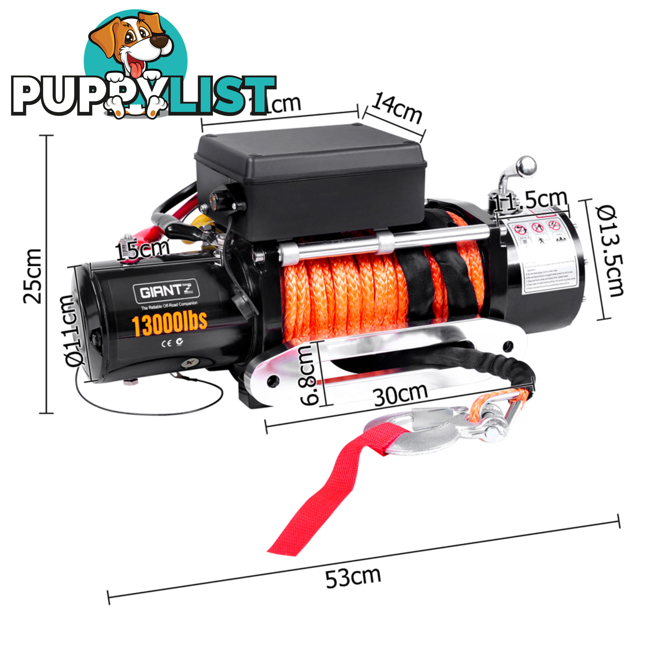 12V 13000 LBS Wireless Synthetic Rope Electric Winch