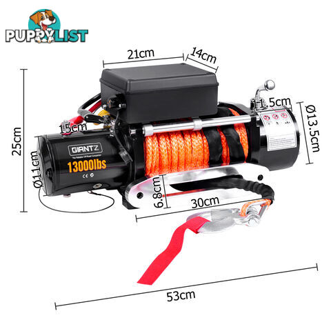 12V 13000 LBS Wireless Synthetic Rope Electric Winch