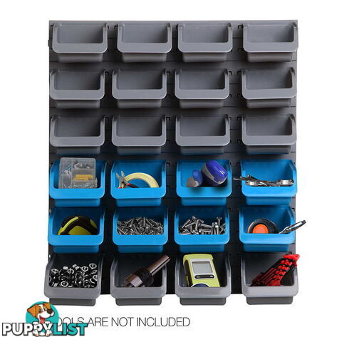 Wall Mounted 44Pcs Bins Storage Rack Workshop Garage Nail Screws Tool Organiser