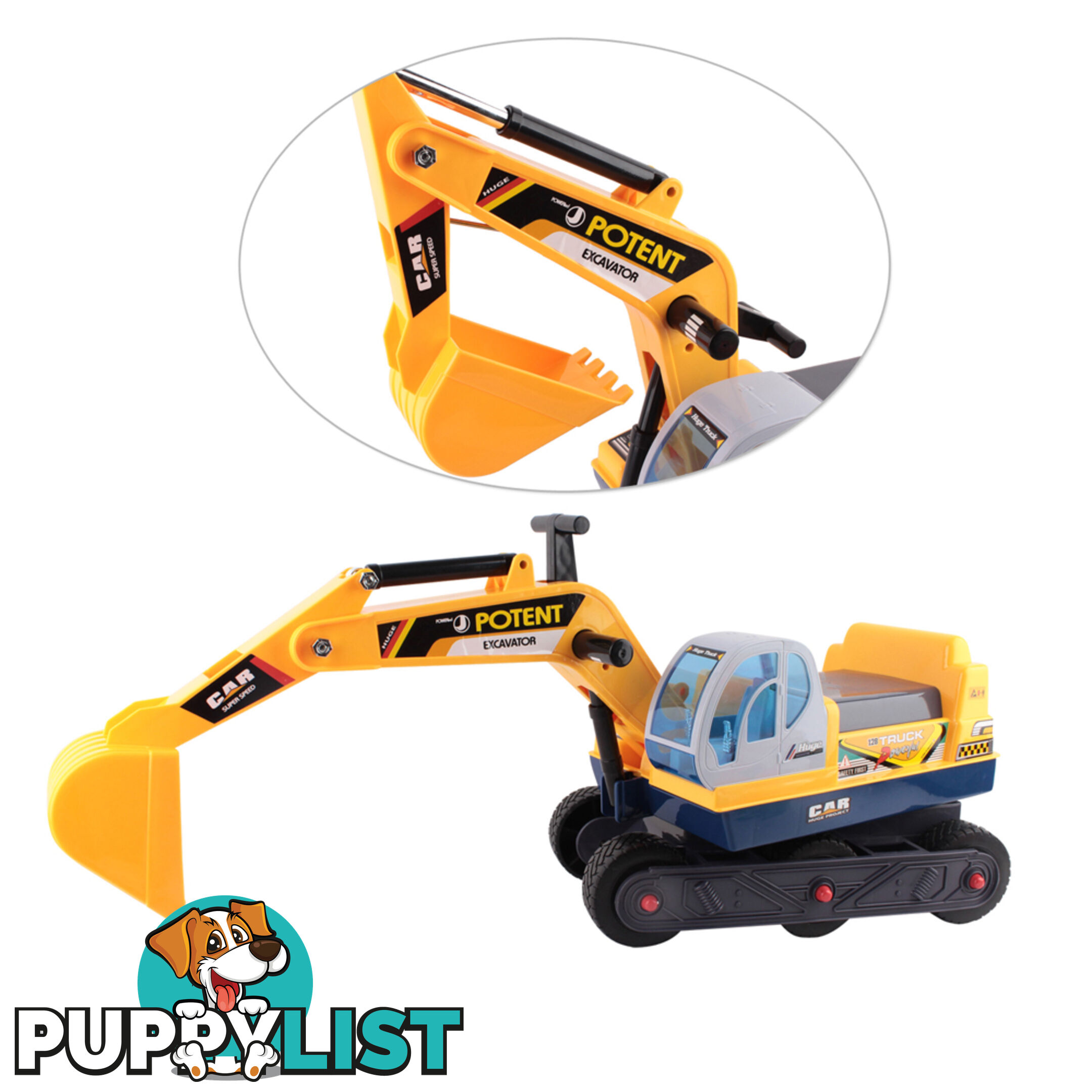 Kids Ride On Excavator Yellow