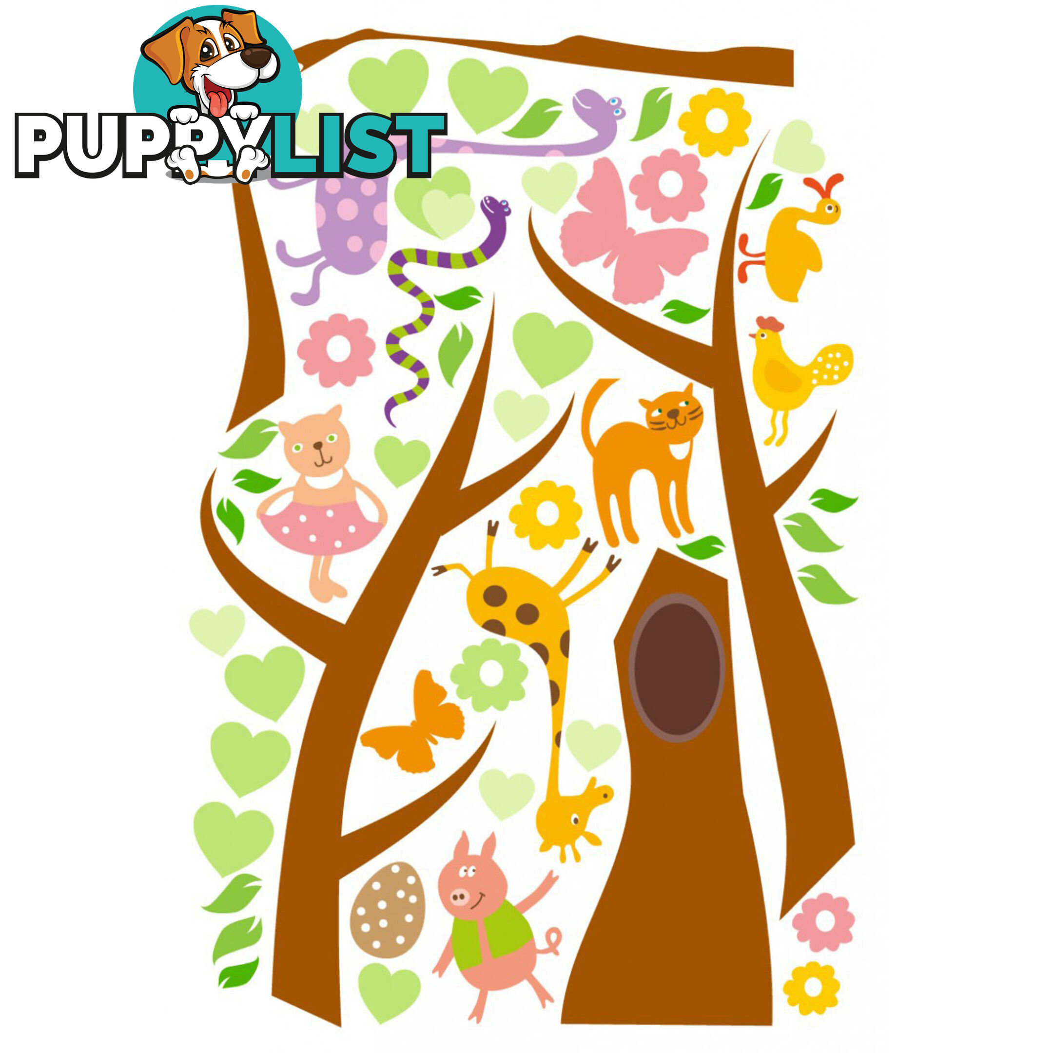 Tree with Cute Animals Wall Stickers - Totally Movable