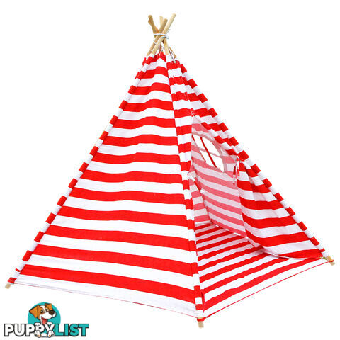 Kids Play Tent Canvas Teepee Pretend Playhouse Outdoor Indoor Tipi Red