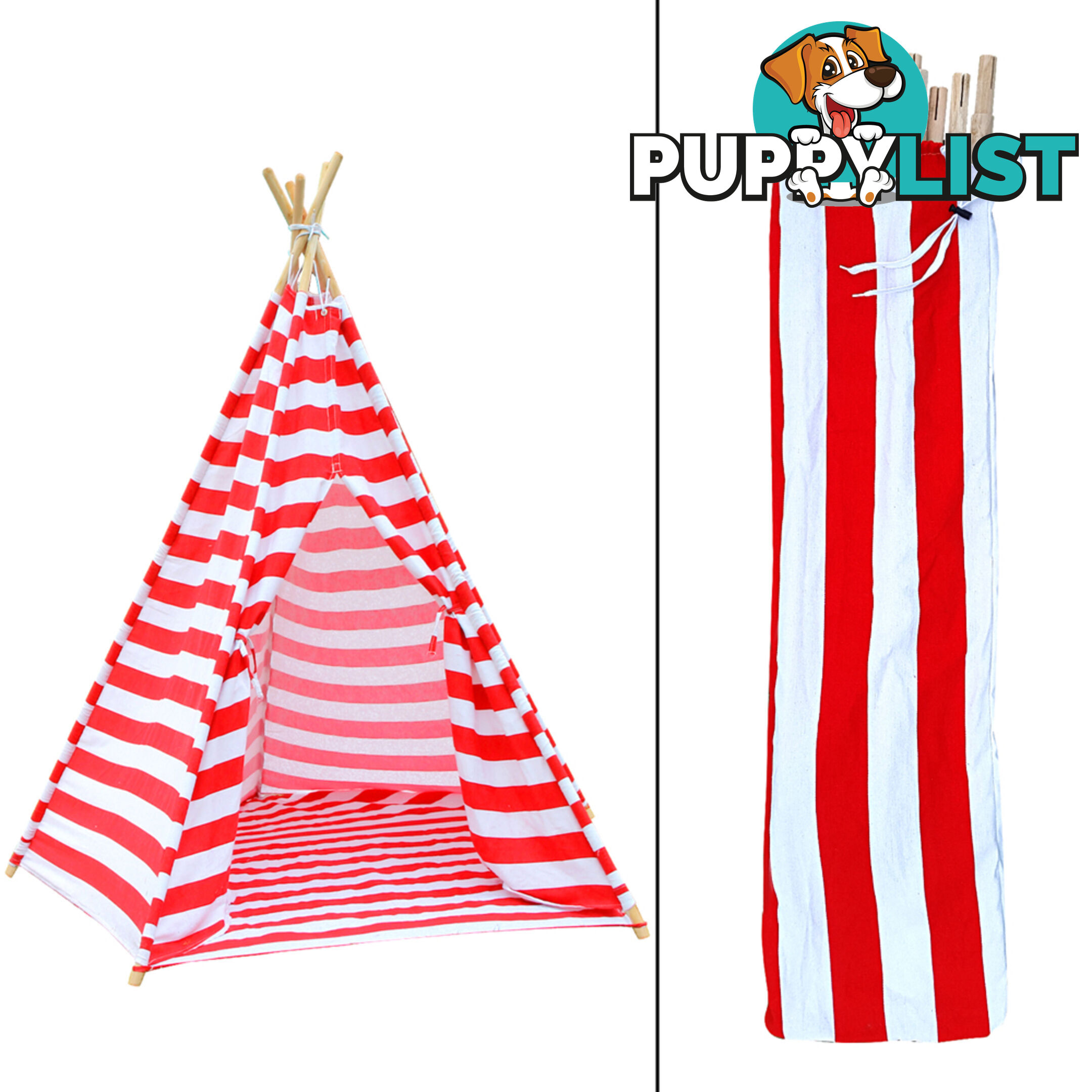 Kids Play Tent Canvas Teepee Pretend Playhouse Outdoor Indoor Tipi Red