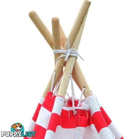 Kids Play Tent Canvas Teepee Pretend Playhouse Outdoor Indoor Tipi Red