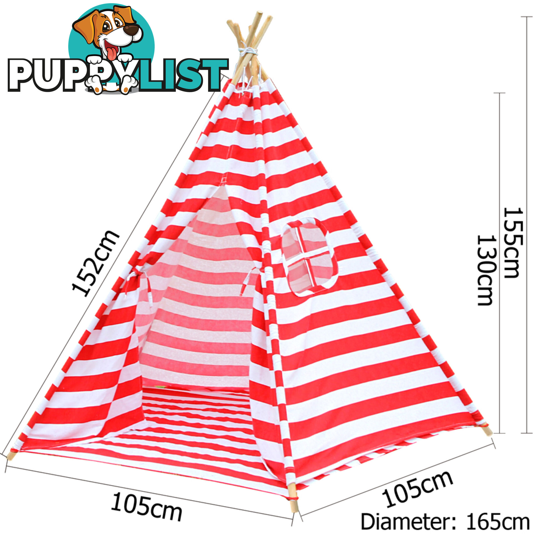 Kids Play Tent Canvas Teepee Pretend Playhouse Outdoor Indoor Tipi Red