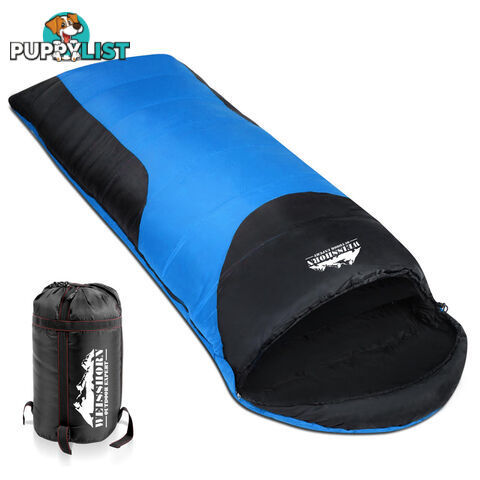 Single Camping Sleeping Bag Outdoor Thermal Tent Hiking Winter -10_ Blue Black