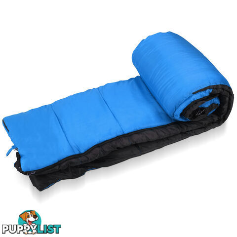 Single Camping Sleeping Bag Outdoor Thermal Tent Hiking Winter -10_ Blue Black