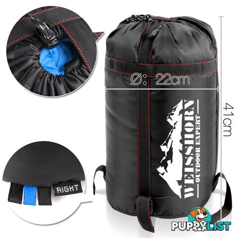 Single Camping Sleeping Bag Outdoor Thermal Tent Hiking Winter -10_ Blue Black